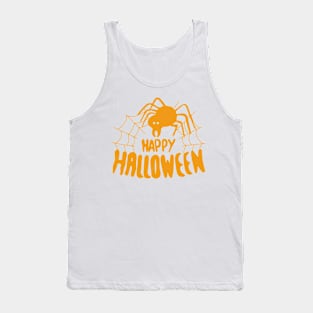 Happy Halloween Spider web orange Tank Top